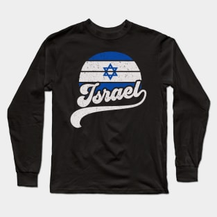 Israel Flag Retro Style Long Sleeve T-Shirt